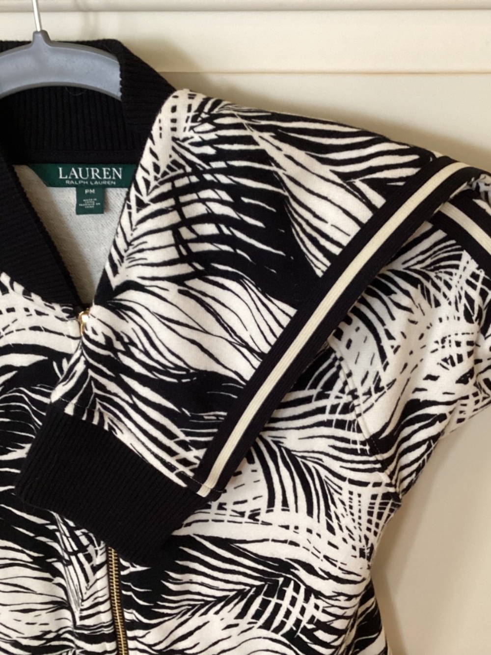 RALPH LAUREN - BLACK & CREAM ZIP UP COTTON JACKET - SIZE P/M - Picture 6 of 9